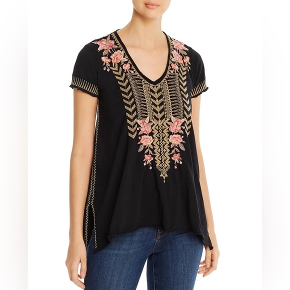 Johnny Was Rianne Embroidered Boho Drape Shirt - Picture 12 of 13